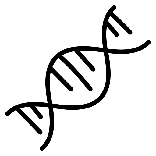 DNA double helix icon, representing genetic structure and biology. Relevant for discussions on genetics, evolution, and biotechnology.