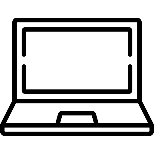 Laptop icon displaying a simple and modern design. Represents technology, digital workspaces, and online learning. Ideal for tech-related content.